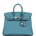 Hermès Birkin 25 Blue Jean Swift Palladium Hardware