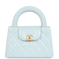 Chanel Small Kelly Shopper Light Blue Shiny Aged Calfskin Brushed Gold Hardware