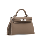 Hermès Etoupe Epsom Mini Kelly 20 ll Palladium Hardware.